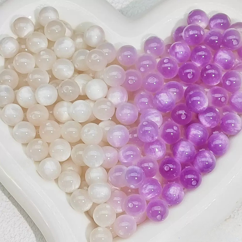 D-DIY cat's eye resin beads UV color changing round beads-Open in Live -Live scooping