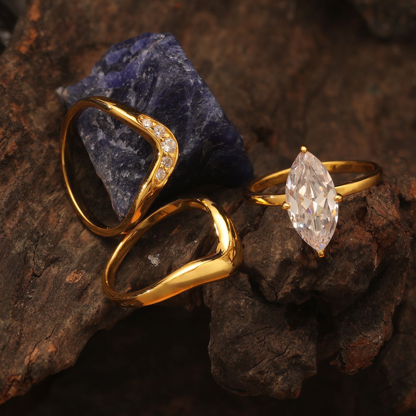 3carat Three-piece horse eye  ring.
