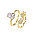 2 carats Droplet-shaped striped stacked ring