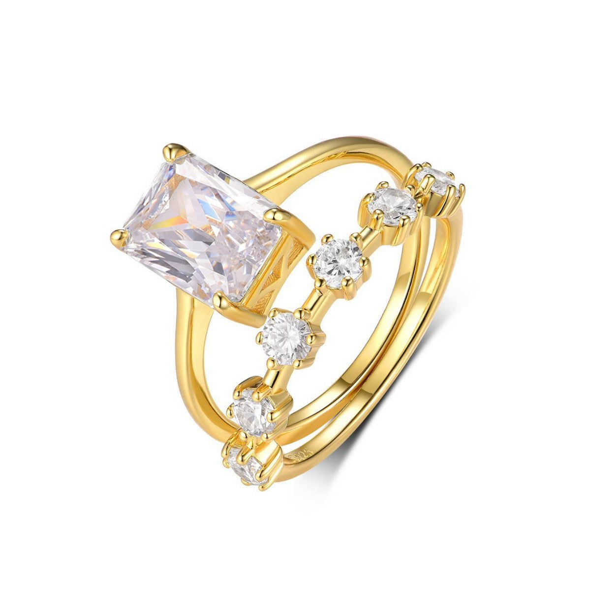 3.5 carat rectangular main stone stacked ring