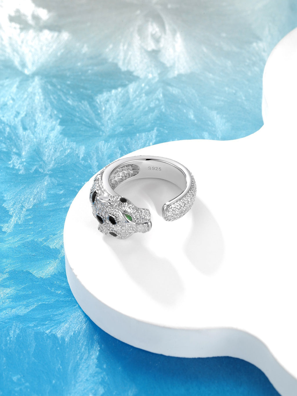 Full Diamond Leopard Head Opening Ring