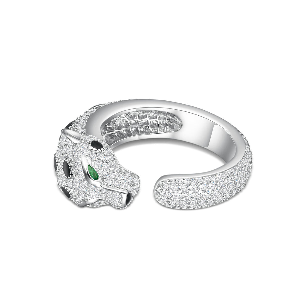 Full Diamond Leopard Head Opening Ring