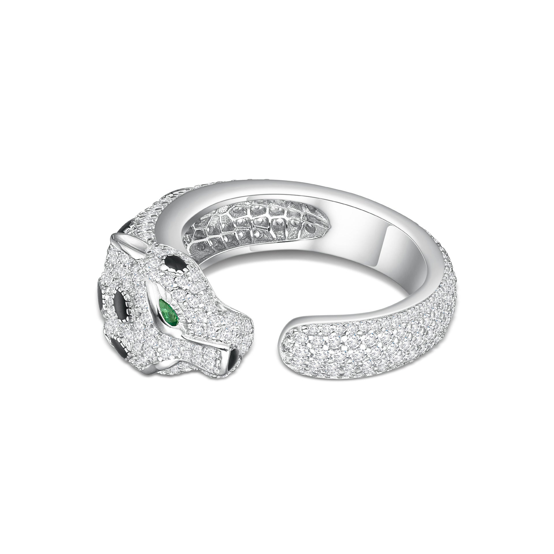 Full Diamond Leopard Head Opening Ring