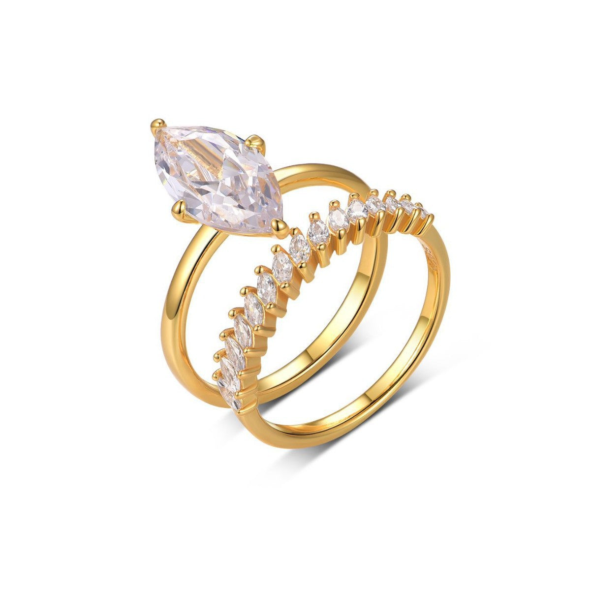 3 carat horse eye-shaped main stone stacked ring