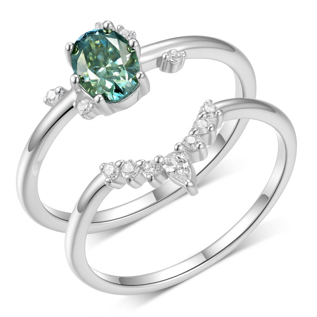 1 carat green stacked ring.