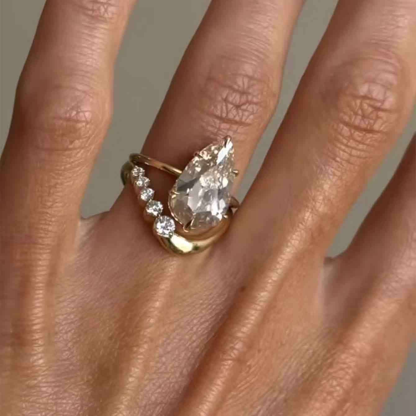 1.5 carat water drop ring combination