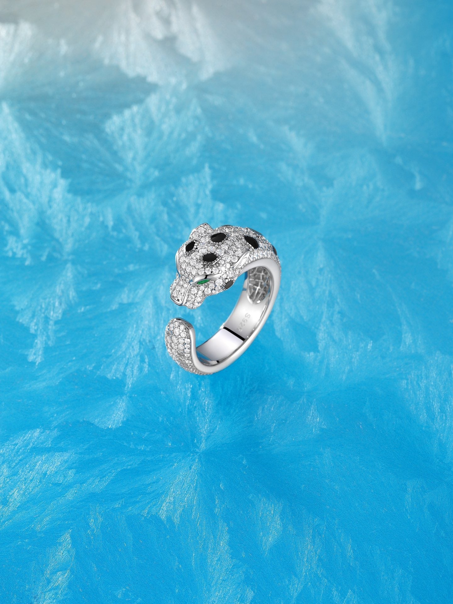 Full Diamond Leopard Head Opening Ring