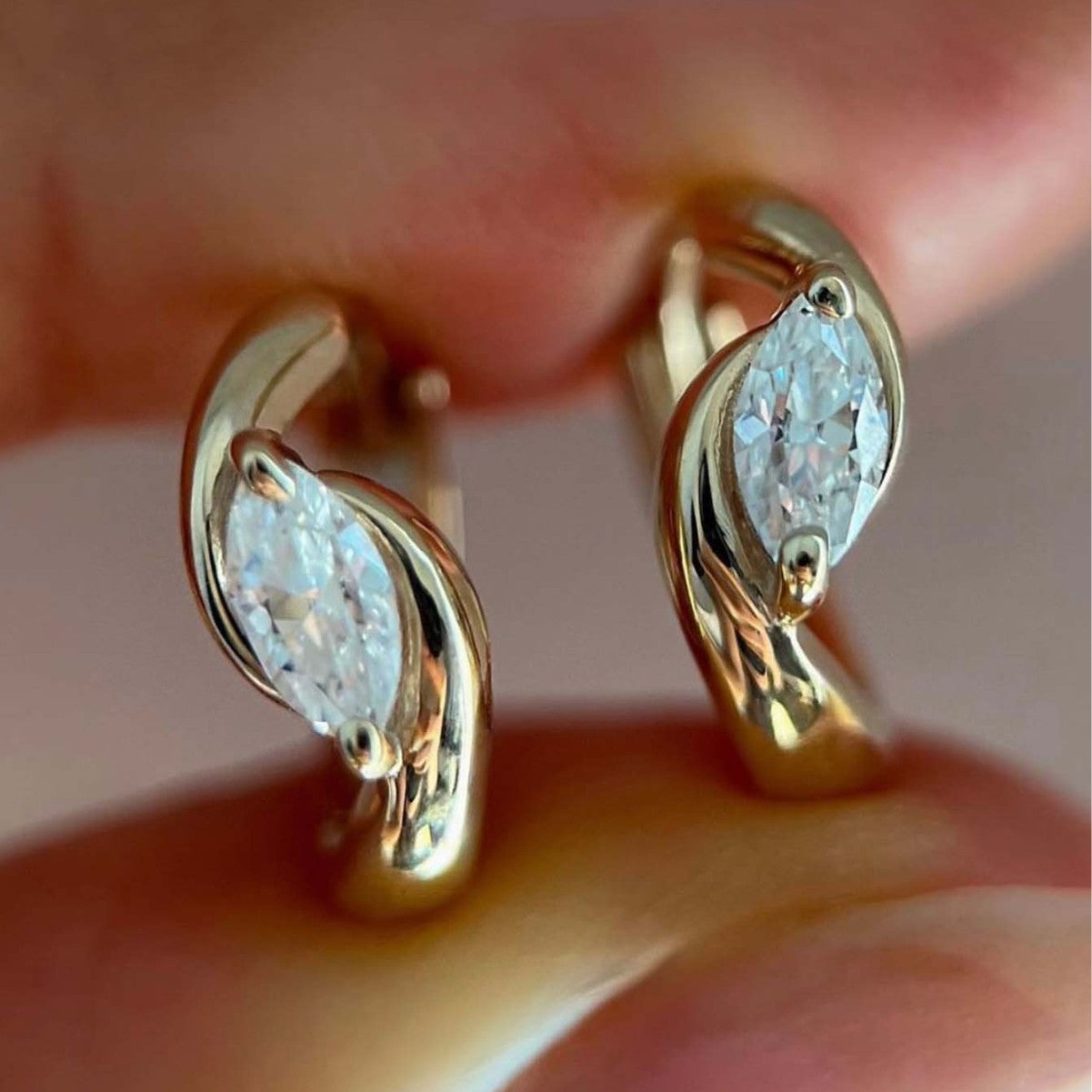 Horse eye moissanite earrings for women