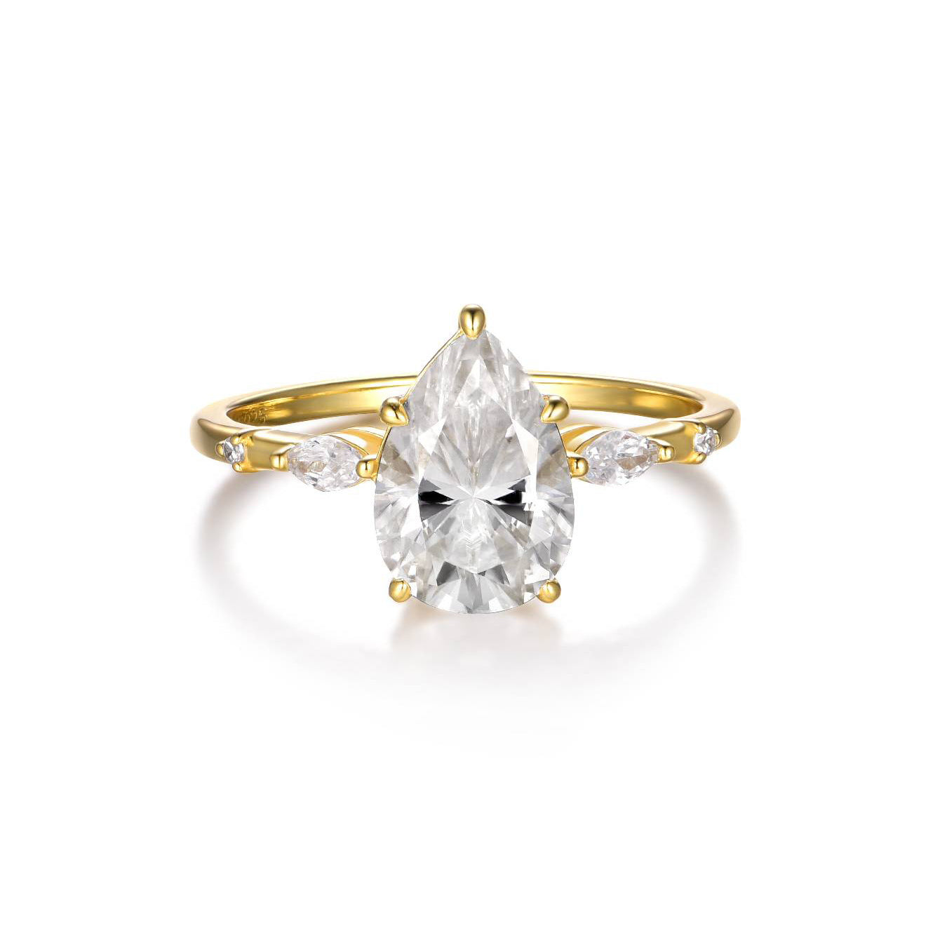 2 carat petal drop light luxury ring