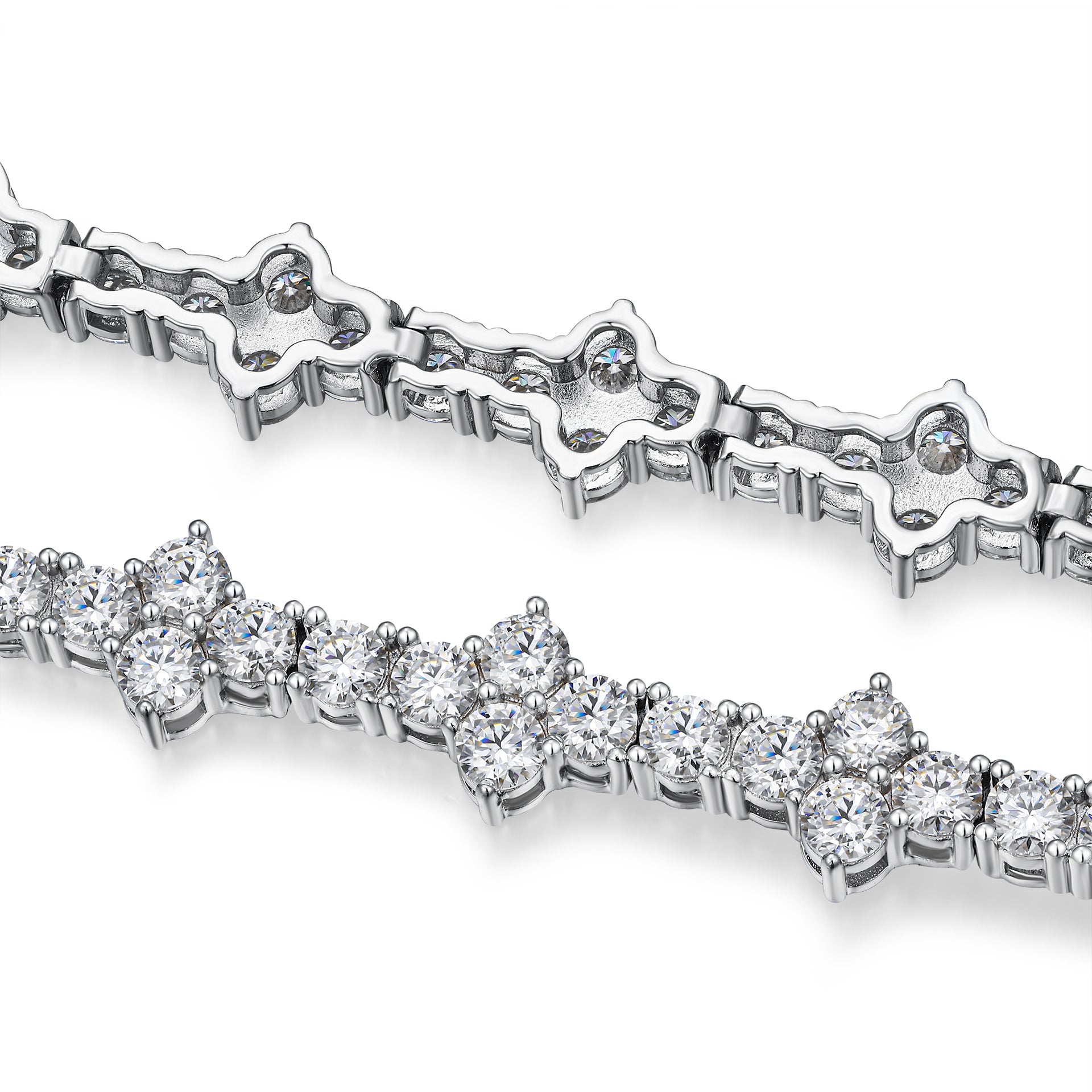 Silver mozzarella D color hip hop single row new plum blossom tennis bracelet
