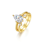 2-carat drop-shaped sparkle combination set ring.