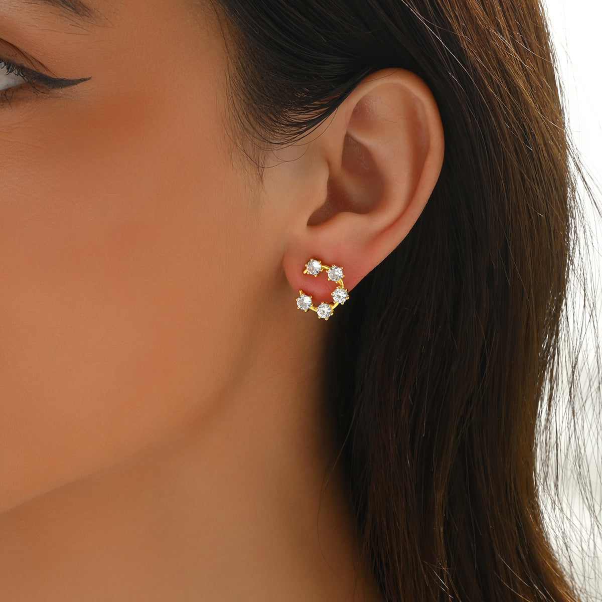 Gold Ring  Stud Earrings