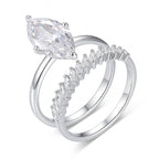 3 carat horse eye-shaped main stone stacked ring
