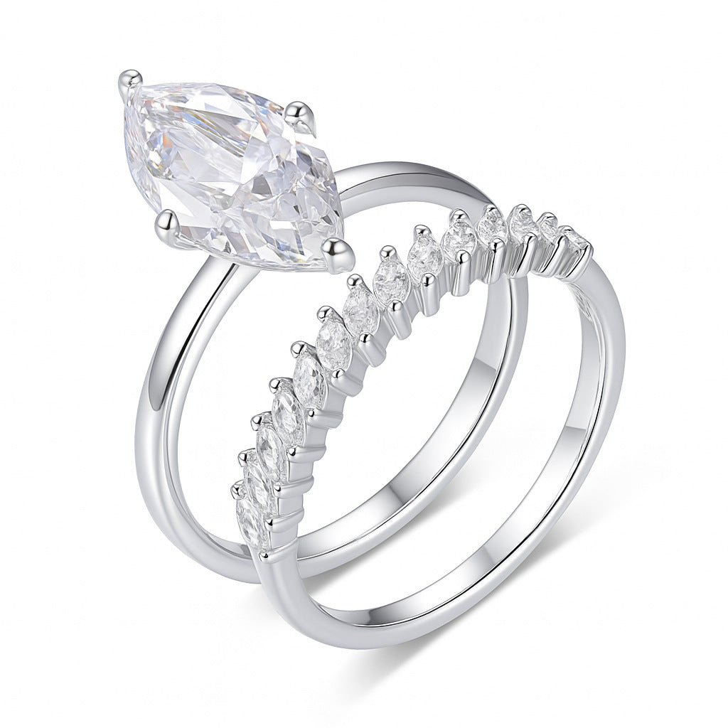 3 carat horse eye-shaped main stone stacked ring