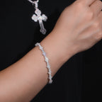 Silver mozzarella D color hip hop single row new plum blossom tennis bracelet