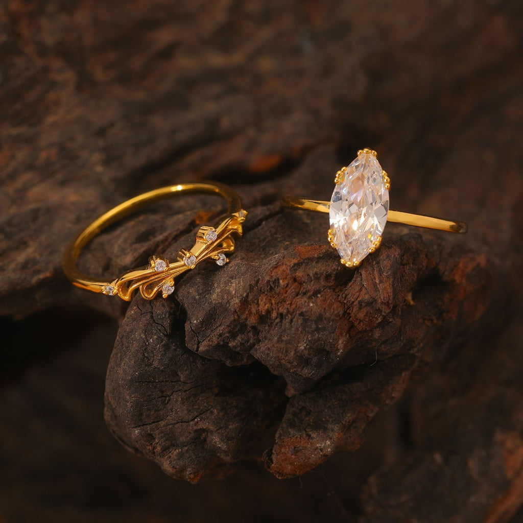 2 carats Horse eye stacked ring