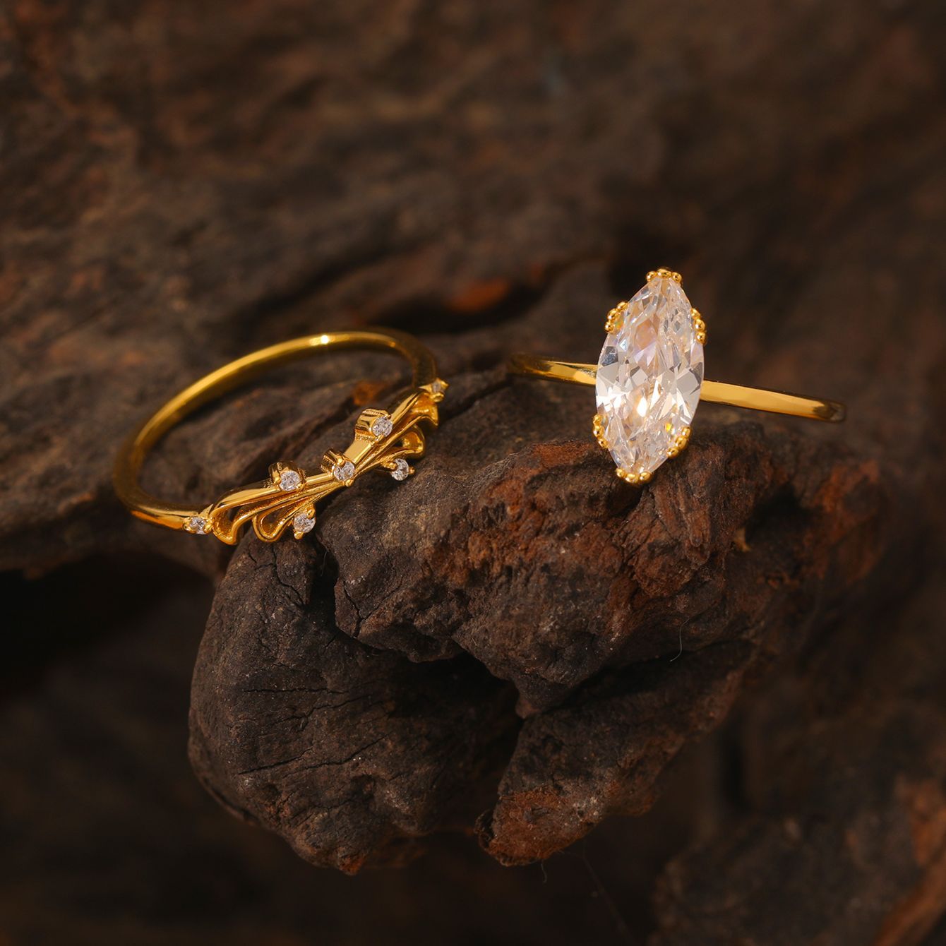 2 carats Horse eye stacked ring