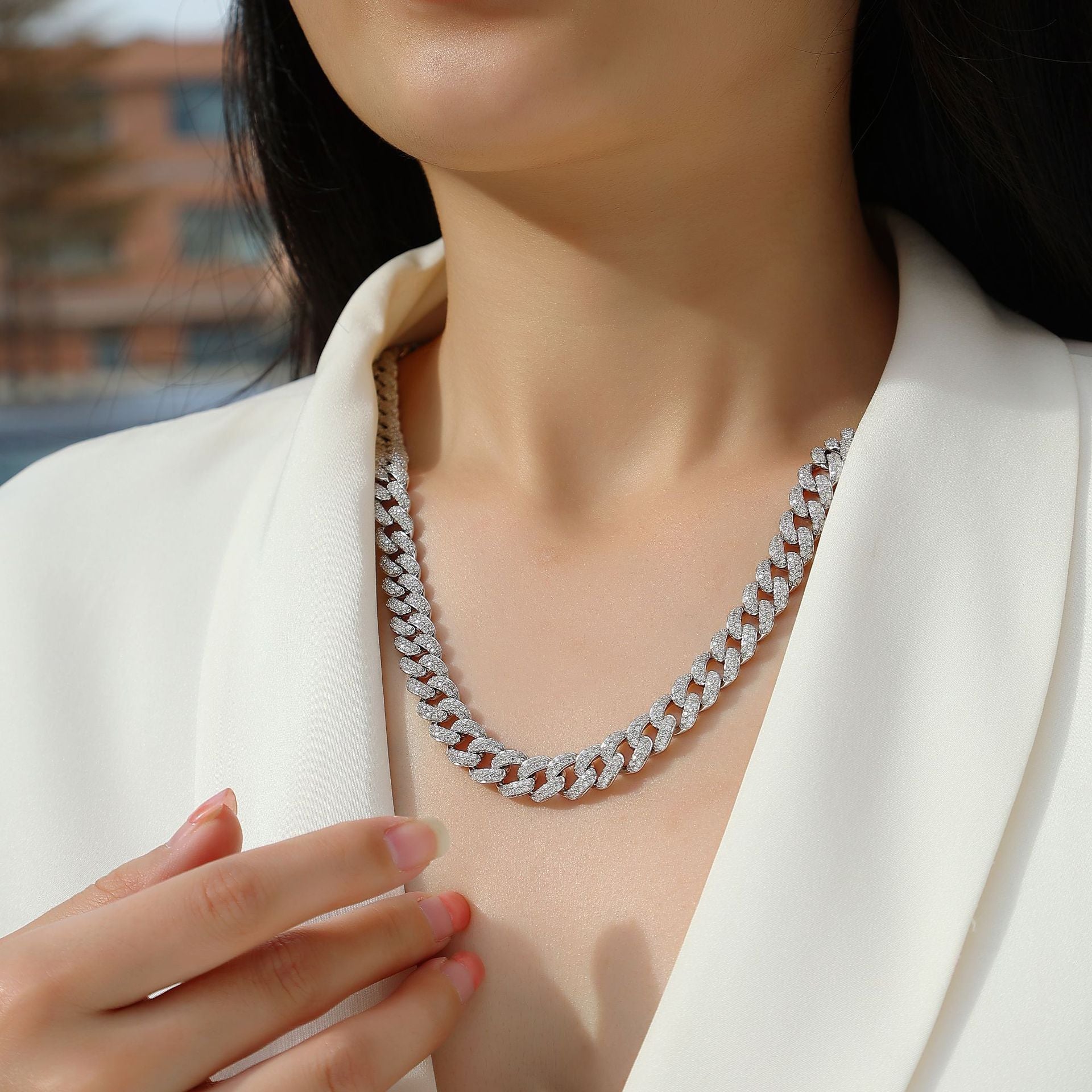 Silver Island Crushed Ice  Necklace 18K White Gold