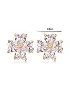 Flower  stud earrings heart-shaped four-petal design