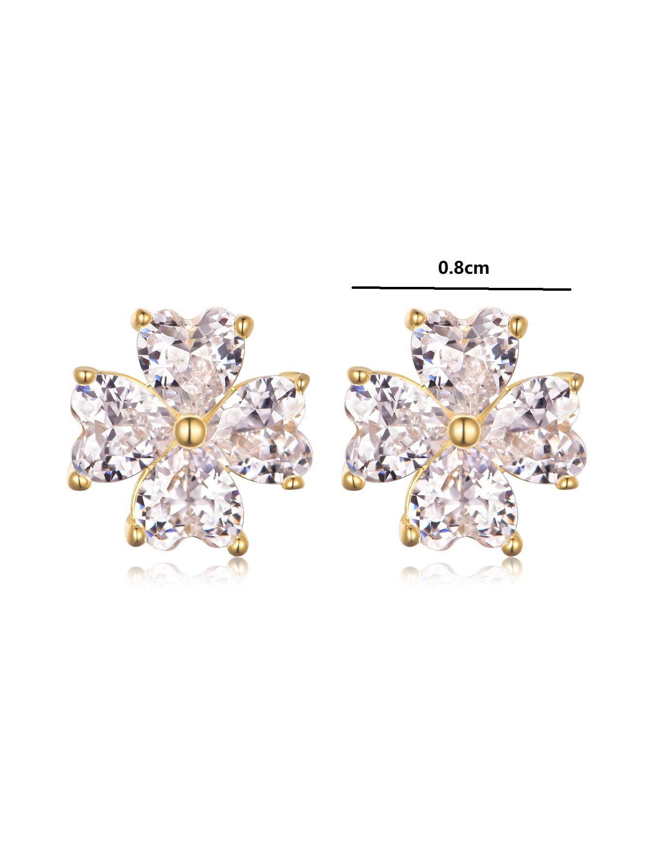 Flower  stud earrings heart-shaped four-petal design