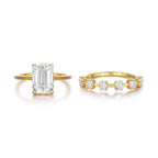 3.5 carat rectangular main stone stacked ring
