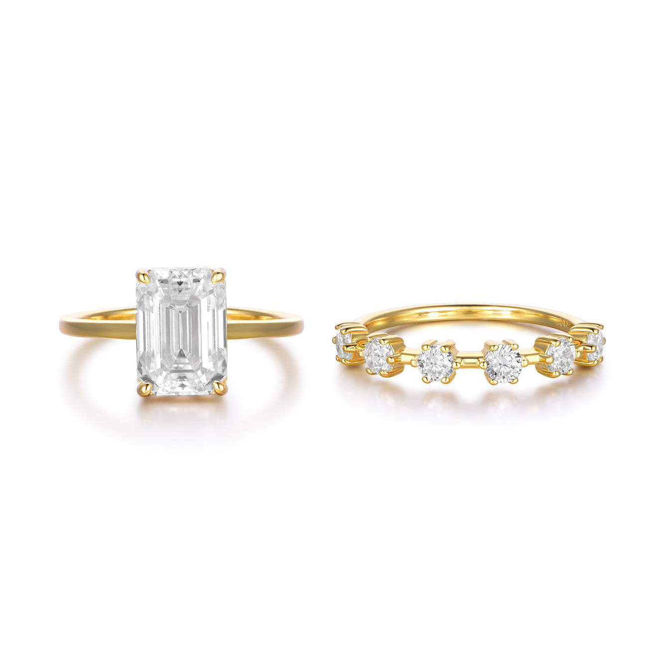 3.5 carat rectangular main stone stacked ring