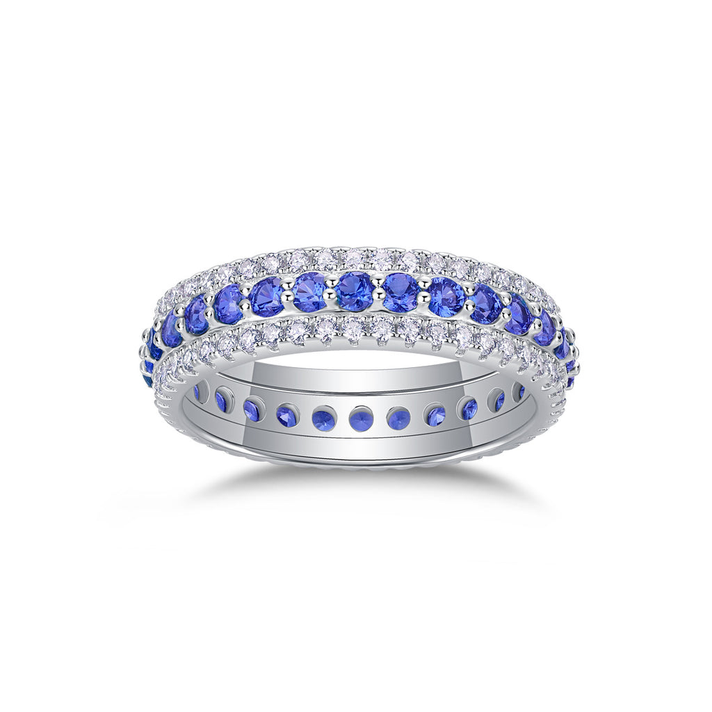 Sapphire full diamond round light luxury ring