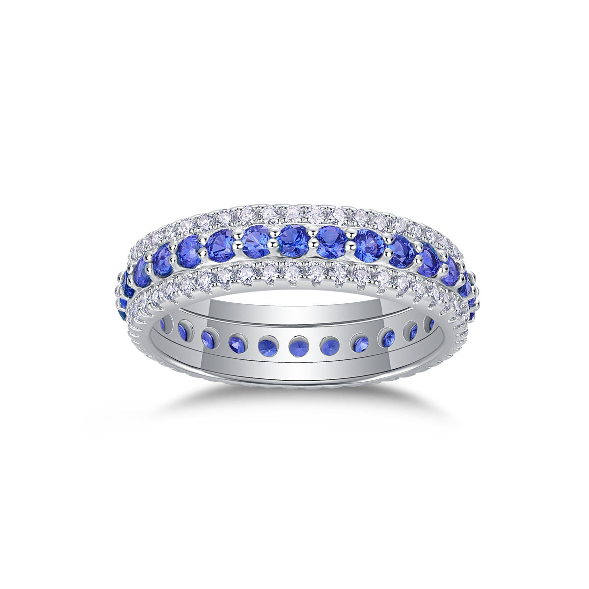 Sapphire full diamond round light luxury ring