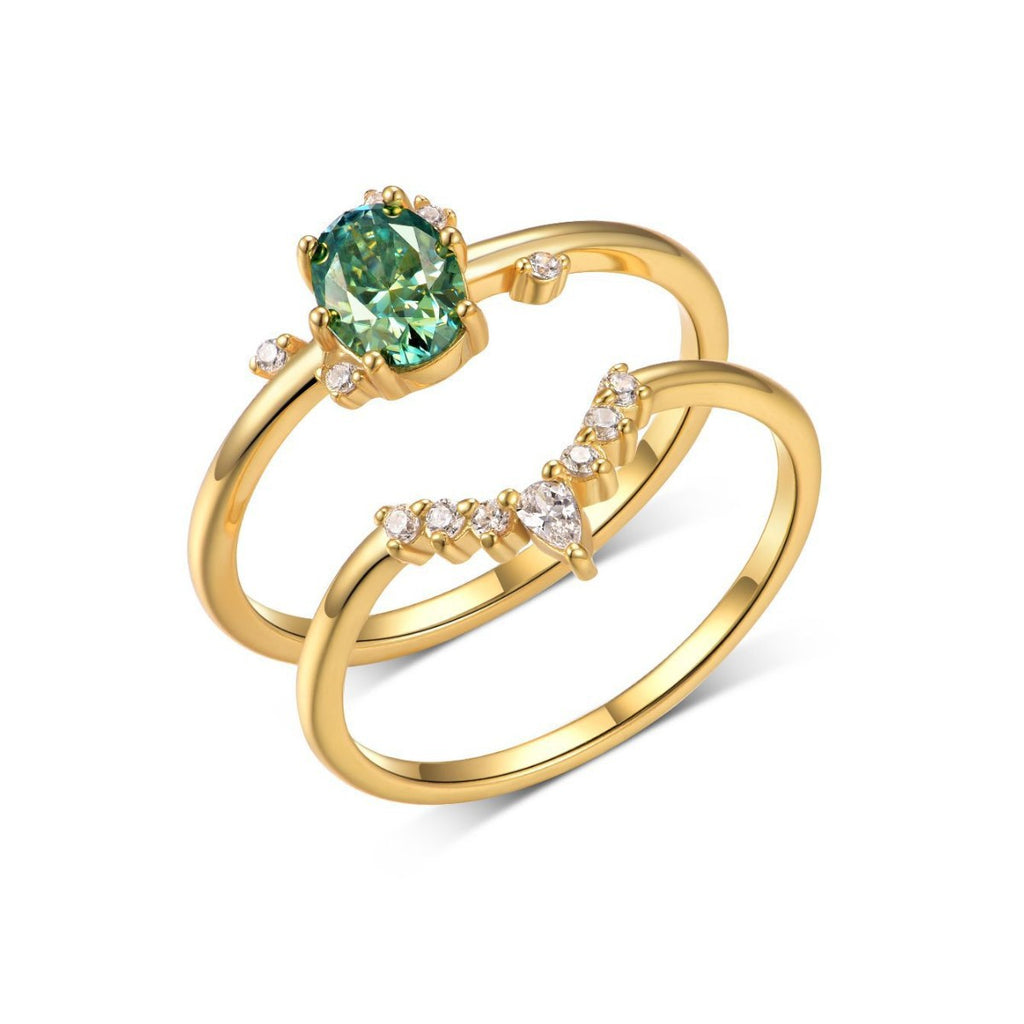 1 carat green stacked ring.