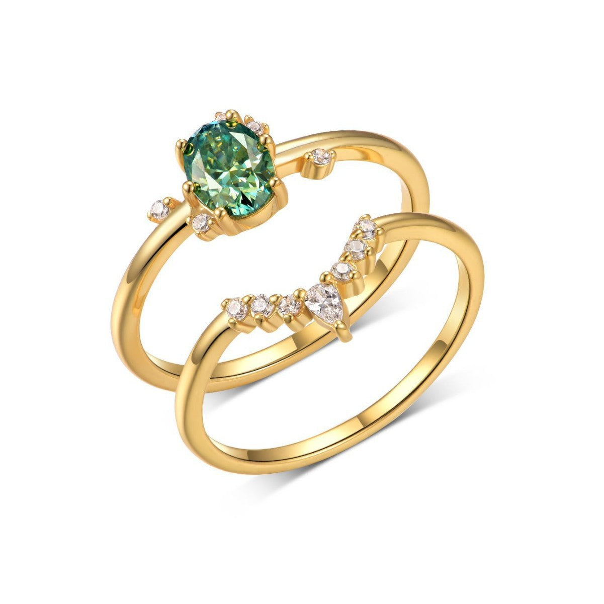 1 carat green stacked ring.