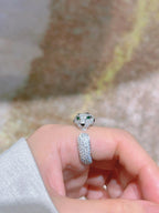 Full Diamond Leopard Head Opening Ring