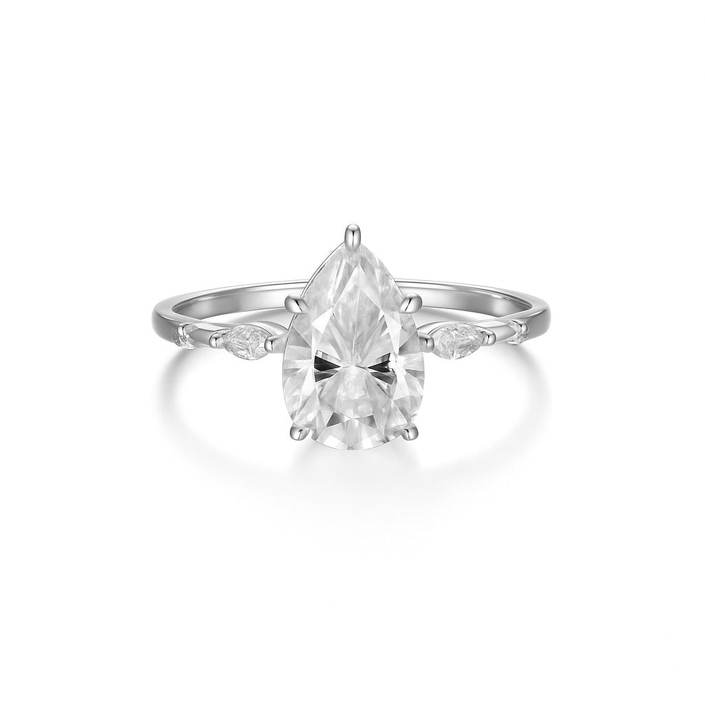2 carat petal drop light luxury ring