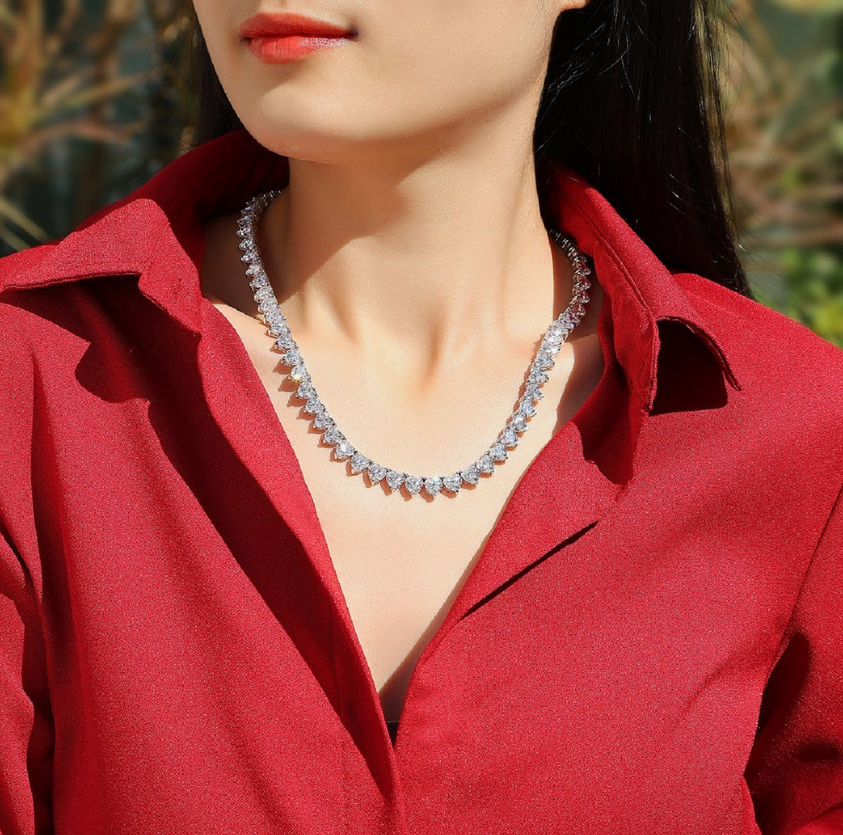 Baroque tennis necklace Princess Anna 67 carats