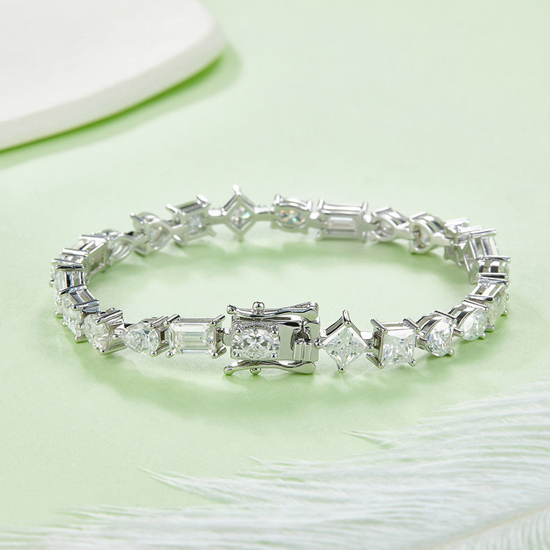 Light luxury special-shaped white diamond tennis bracelet