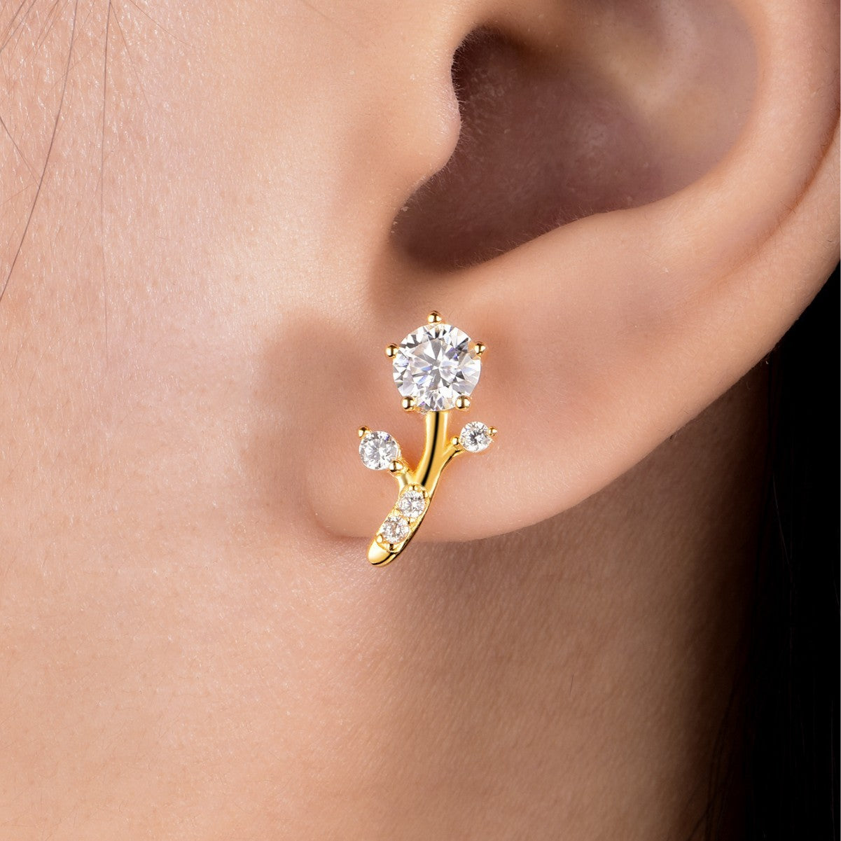 Flower branch shape gold  stud earrings branch shape gold