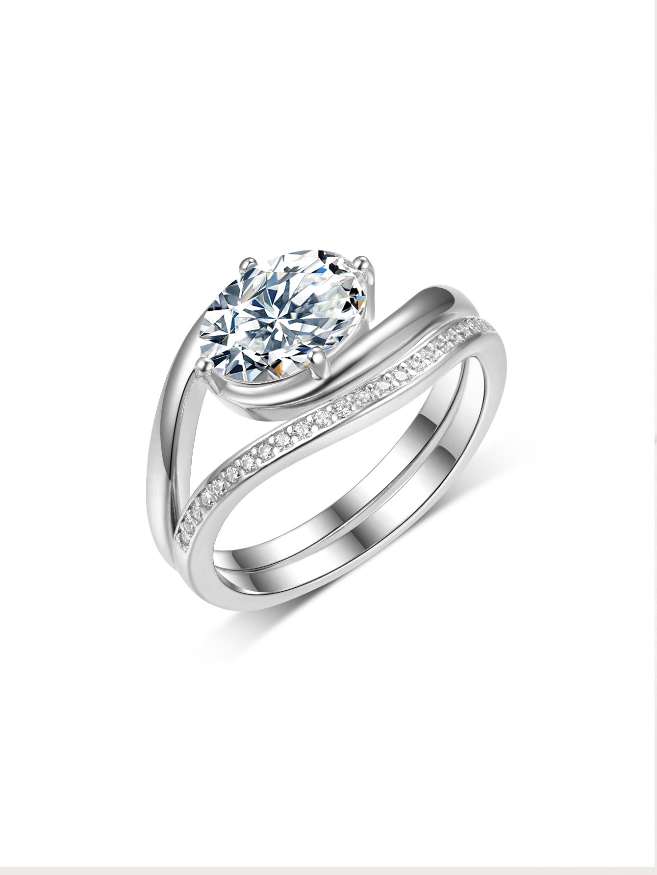 1.75 carat set egg-shaped  ring