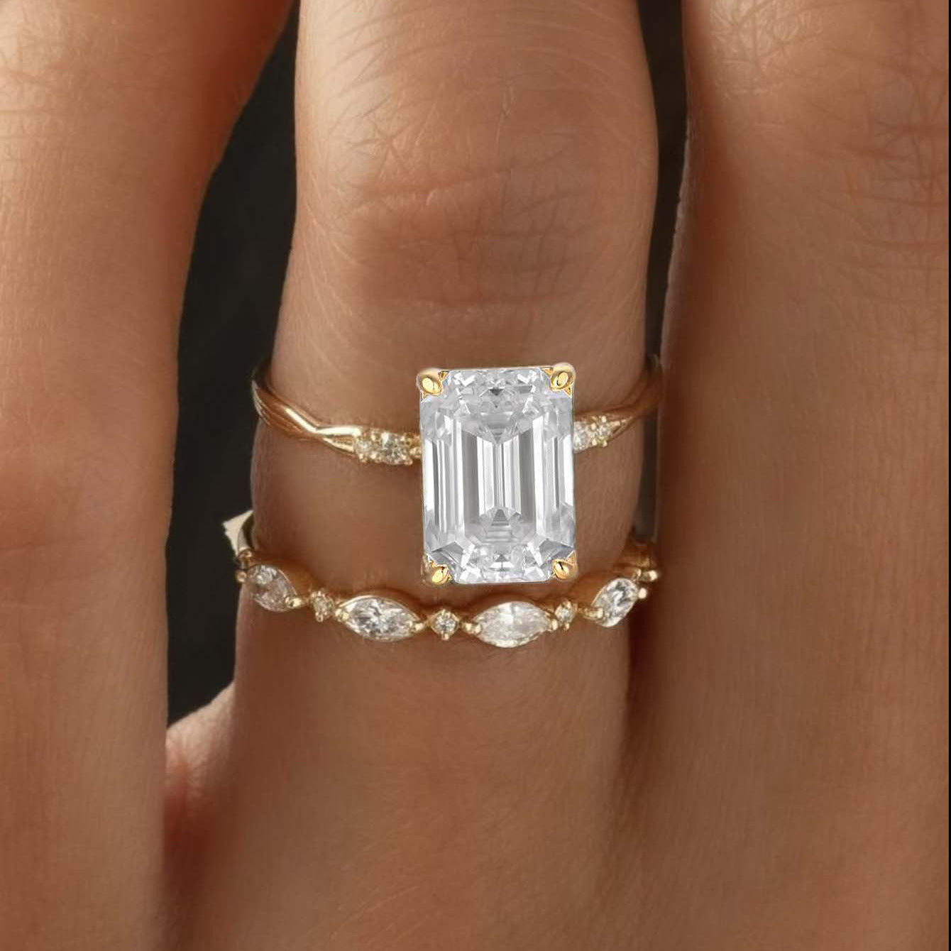 3.5 carat square ring set set.