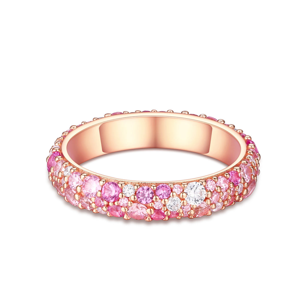 Gradual change candy powder sapphire rose gold ring