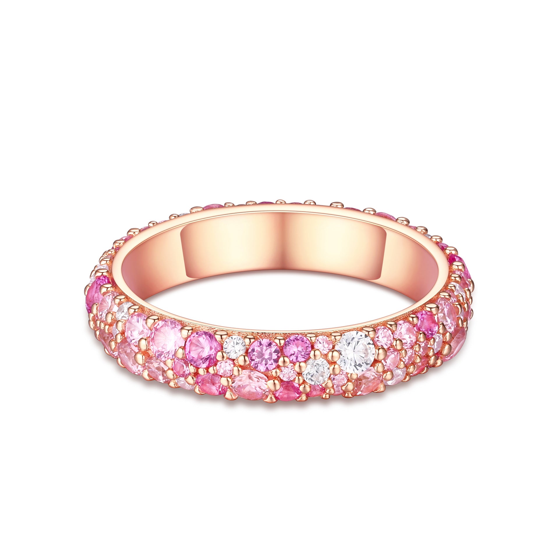 Gradual change candy powder sapphire rose gold ring