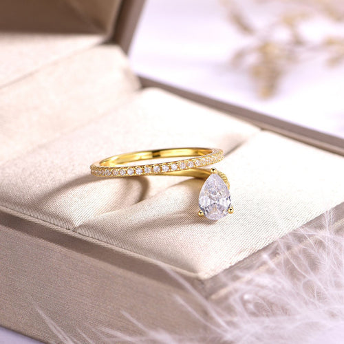 0.8carat Drop-shaped moissanite extension design ring
