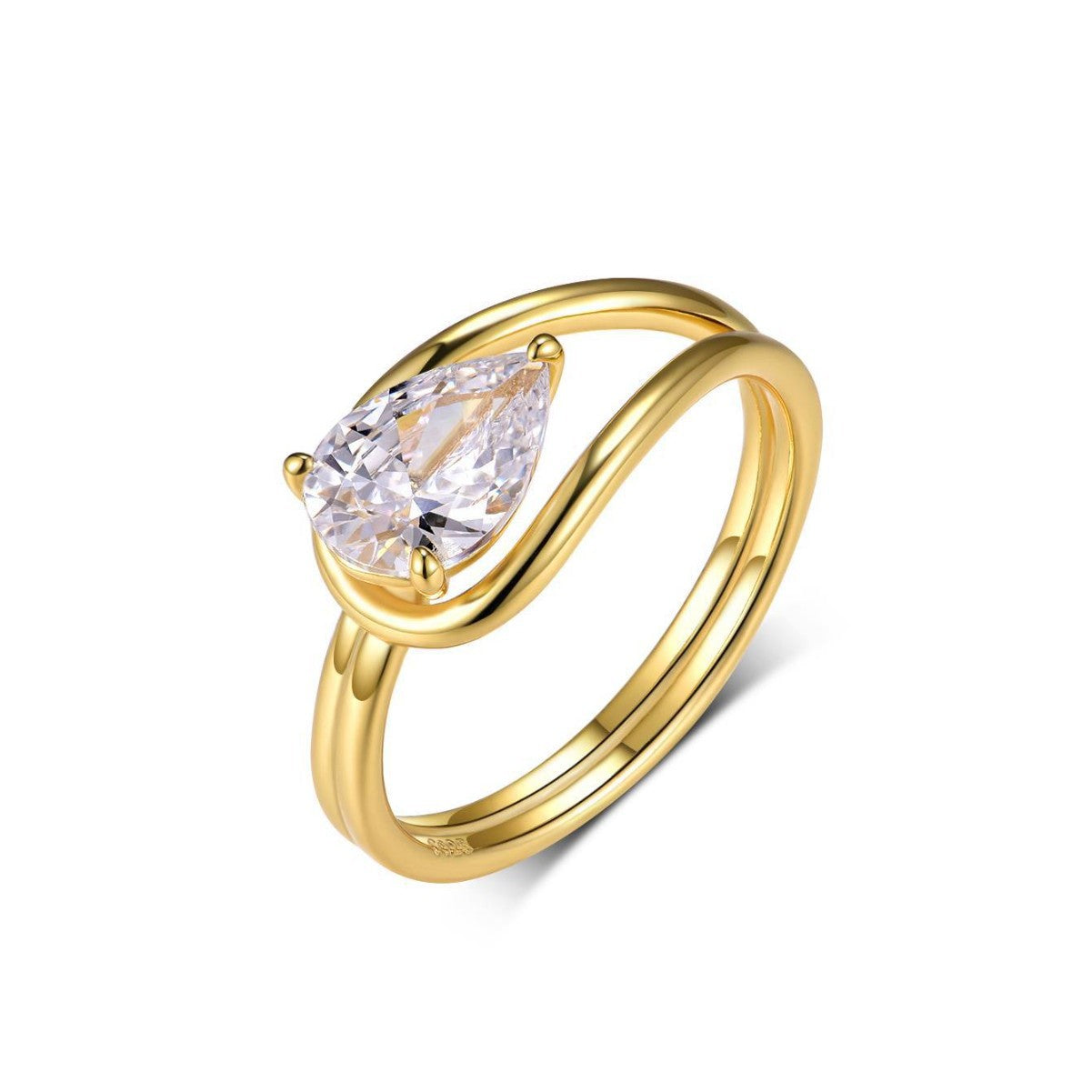 1.5 carats Drop-shaped moissanite ring