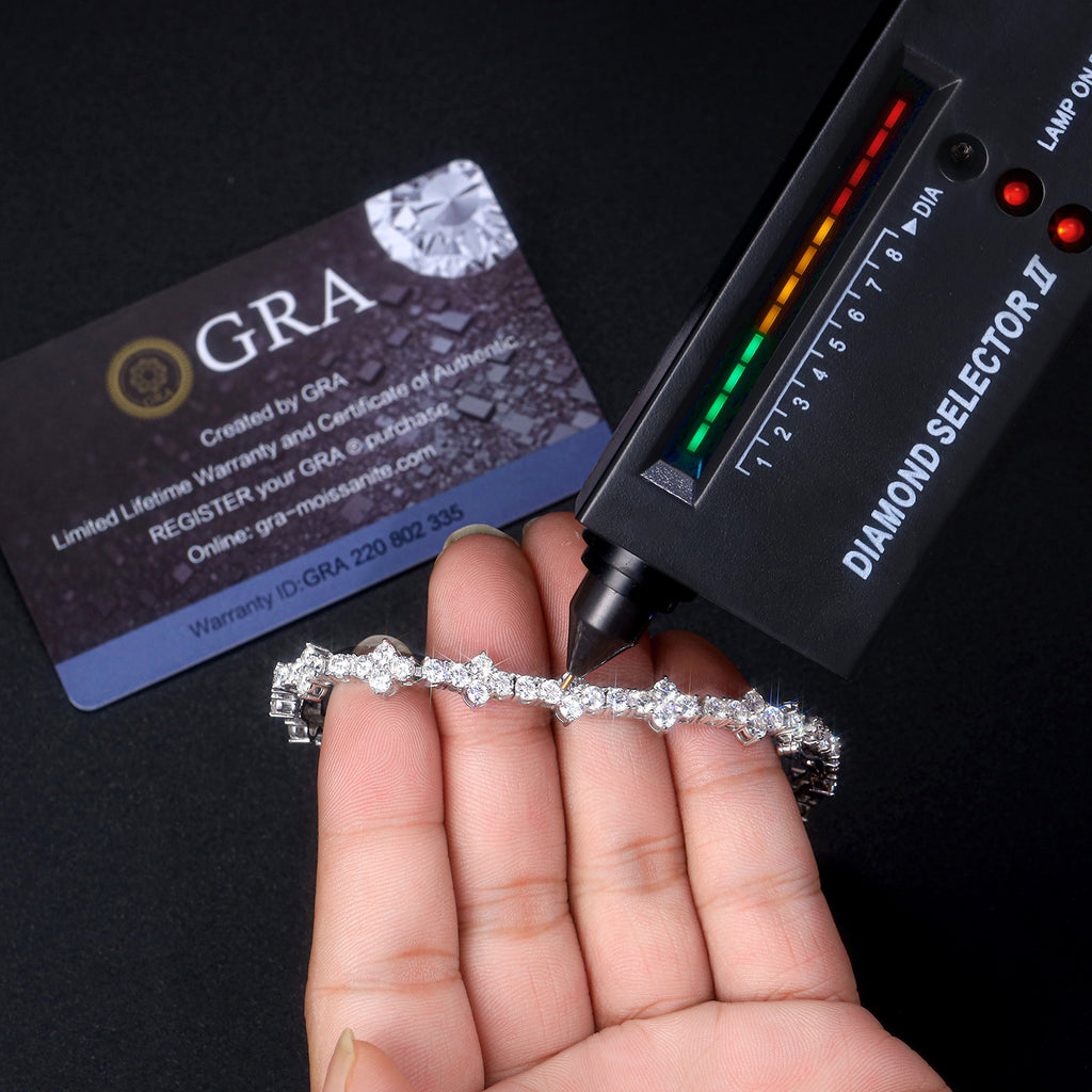 Silver mozzarella D color hip hop single row new plum blossom tennis bracelet