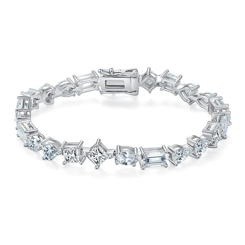 Light luxury special-shaped white diamond tennis bracelet