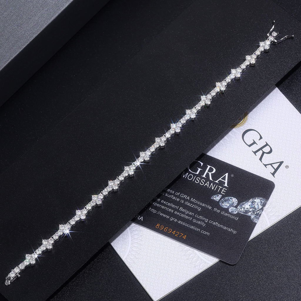 Silver mozzarella D color hip hop single row new plum blossom tennis bracelet
