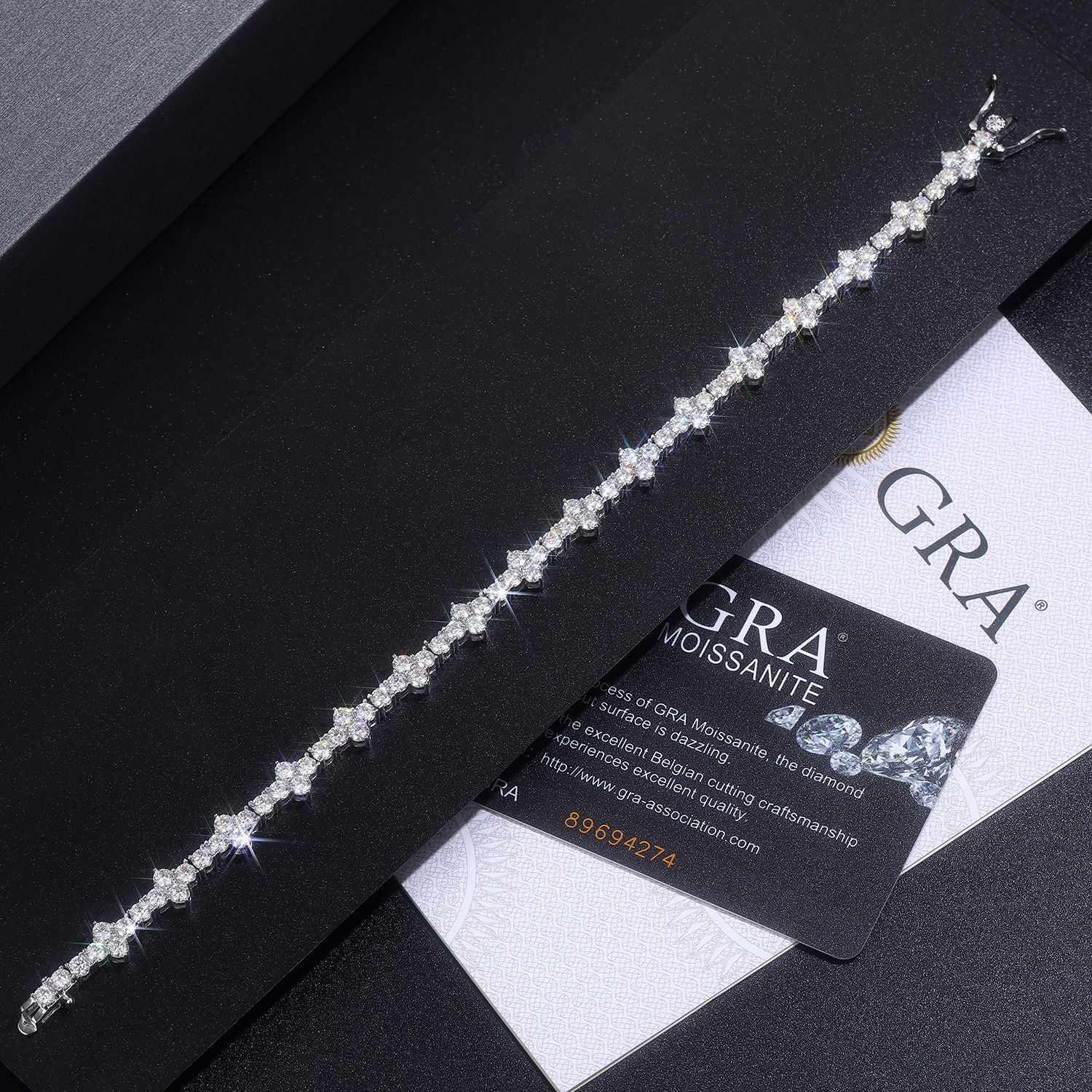 Silver mozzarella D color hip hop single row new plum blossom tennis bracelet