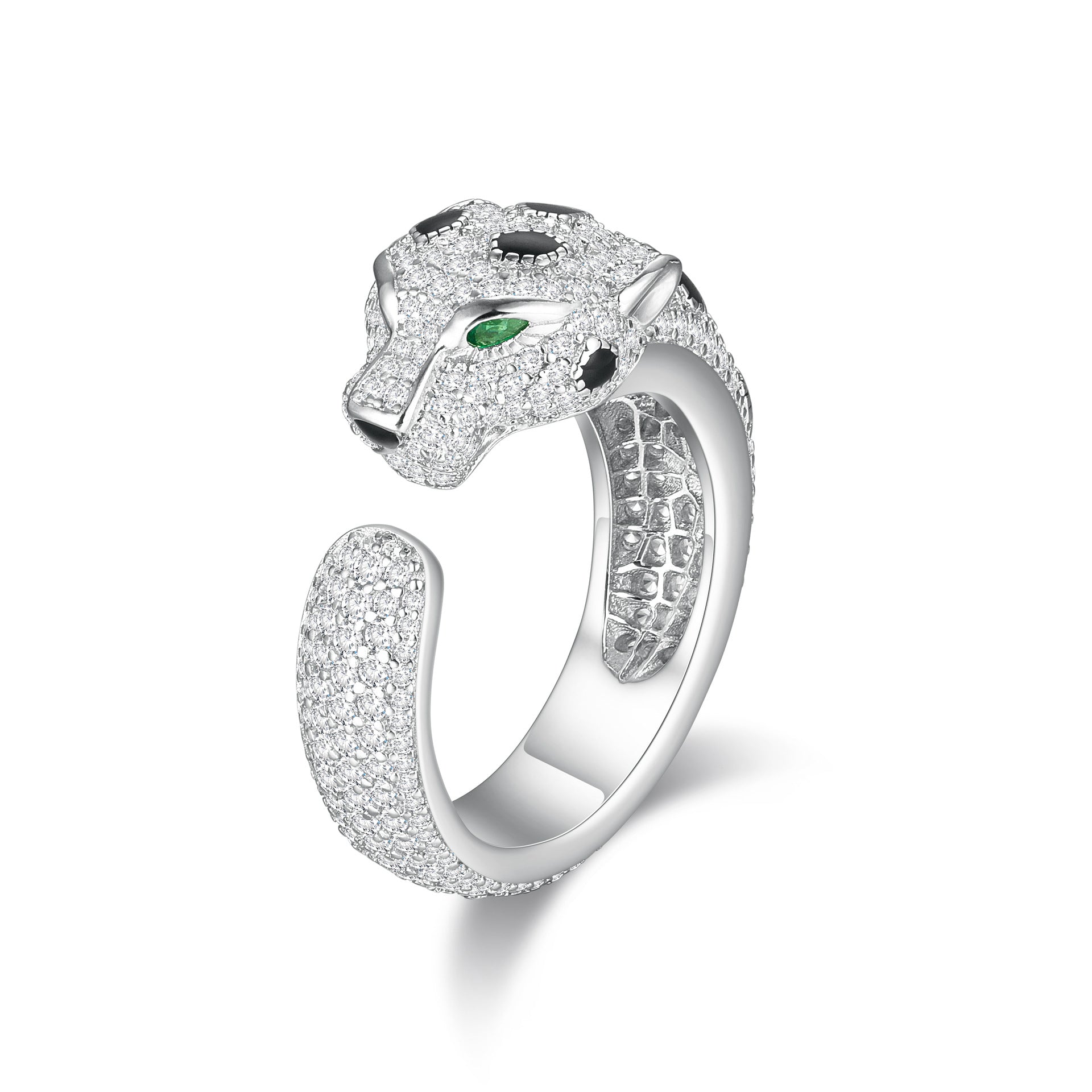 Full Diamond Leopard Head Opening Ring
