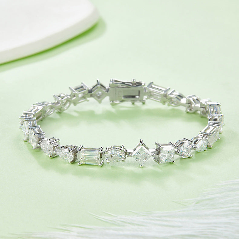 Light luxury special-shaped white diamond tennis bracelet
