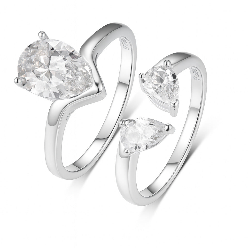 1.75 carats Water drop main and auxiliary rings