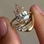 1.5 carat water drop ring combination