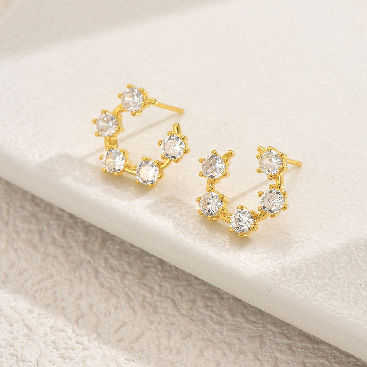 Gold Ring  Stud Earrings